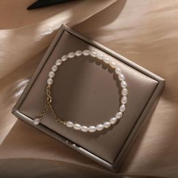 Charm Bracelets Simple Basic Pearl Bracelet 5-6mm Adjustable Rice Shape Good Quality Real Freshwater Jewelry For Women