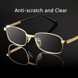 Blue Light Blocking Glasses Anti-Scratch Reading Glasses Men Women 100% Glass Lens Alloy Full Frame Presbyopic Glasses with Case Magnifying Eyewear Diopter 230901