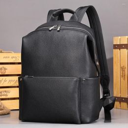 Backpack Men Leather Large 13 Inches Fashion Vintage School Bag Business Laptop Outdoor Travel