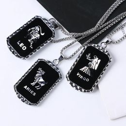 12 Constellations Necklace For Men/Women Birthday Gifts Stainless Steel Color Scorpio Pendant Zodiac Sign Jewelry