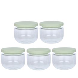 Hair Mask Bottle Refillable 8oz Skincare Cream Jars Empty Clear Wide Month Bottles Round Bottom White Green Screw Lid Plastic Pots Containters For Cosmetics 250ml