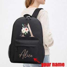 Backpack Custom Name Initial Gold Letter Design Girls Kid Nursery Child Pre College School Bag Travel Outdoor Pack