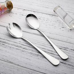 Dinnerware Sets Stainless Steel Salad Server With Spoon And Forks Cooking Utensils For Kitchen Simple Dishwasher Safe