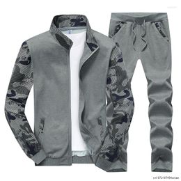 Men's Tracksuits Spring Men Sportwear Sets Tracksuit Male Outwear Sweatshirts Patchwork Hoodies Stand Collar 4XL