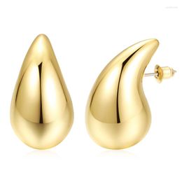 Stud Earrings Vintage Water Drop Shape Women Trend Metal Chunky Plated Dome Geometric Ear Party Wedding Jewellery Gifts E431