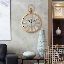 Wall Clocks Nordic Large Clock Retro Living Room Bedroom Home Watch American Country Gold Vintage Luxury Decorarion ZY50GZ