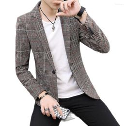 Men's Suits Ladiguard 2023 Kpop Fashion Stripe Plaid Blazer Men Casual Slim Blazers Hombre Suit Vintage Pocket Jacket Man Single Button Tops