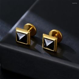 Stud Earrings 1Pcs Stainless Steel Zircon Square For Men Fashion Gothic Street Hip Hop Ear Jewellery Pendant Cool Eardrop E342