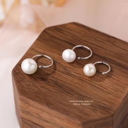 Stud Earrings Real 999 Sterling Silver French Freshwater Pearl Ear Hook For Daughter Girls Fine Jewellery