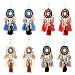 Dangle Earrings 4 Colors Bohemia Tassel Long Boho Ethnic Leaf Geometric Round Metal Drop For Women Jewelry Gift