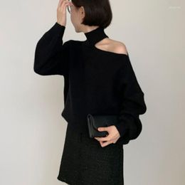 Women's Sweaters Turtleneck Sweater Casual Loose Outerwear Knit Tops Autumn Winter Fashion Sexy Off Shoulder Pullovers Women Solid Clothes