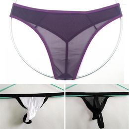 Underpants Fashion Mens Thong Underwear See Through G-Strings Pouch Breathable Briefs Transparent Elastic