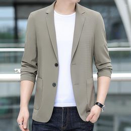 Men's Suits 2023 High-quality Fashion Handsome Slim Summer Ice Silk Sunscreen Traceless Leisure Suit Middle-aged Coat