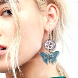 Dangle Earrings RechicGu Vintage Butterfly Watch Clock Gear Lolita Steampunk Pendant Women Retro Jewellery Accessories Drop