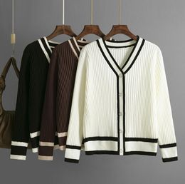 Women's Sweaters 2023 Autumn/Winter New Fashion Long Sleeve Color Matching Women's Knitwear Loose Women's Sweater Coat