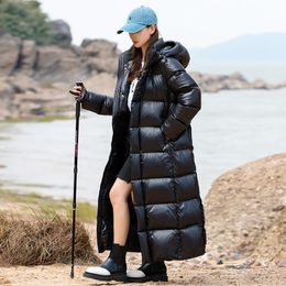 Women Goose Down Jacket With Hood Winter Thickened Long Coat Parka Puffer Overcoat XL Long S M L XL Super Warm