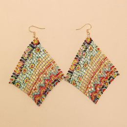 Dangle Earrings Europe And America Fashion Hyperbole Jewellery Accessories Elegant Alloy Small Grid Square Printing Long Drop Hanging