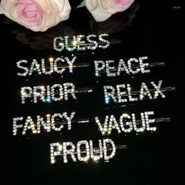 Hair Clips Crystal Word Hairclips "SAUCY PEACE PRIOR RELAX FANCY VAGUE PROUD" Blingbling Letters Hairpins Accessories WHOLESALE