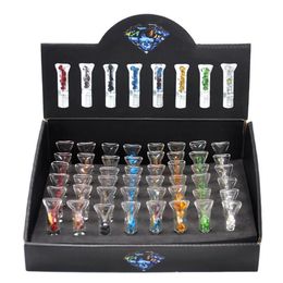 8mm hole glass Philtre tips cigarette mouthpiece drip tip with Colourful diamonds inside smoking accessories