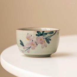Cups Saucers Hand Painted Magnolia Flowers Ceramic Opening Chinese Cup Pottery Beautiful Tea Set Teaware Mugs For Ceremony