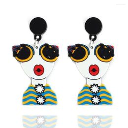 Dangle Earrings Creative Art Painting Big Glasses Girls Acrylic Drop Earring For Women Colourful Figure Fashion Party Jewellery