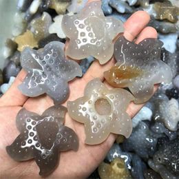 Jewellery Pouches Wholesale Natural Stone Agate Crystal Cave Carving Starfish Five-pointed Star 2 Inch Spot Crafts.