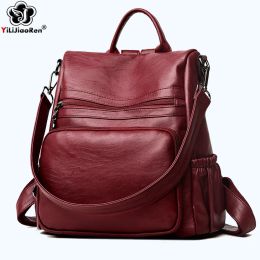 hbp fashion antitheft backpack women high quality leather backpack female shoulder bag large capacity bookbag back bags for women