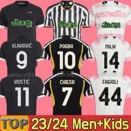 23 24 VLAHOVIC POGBA Soccer Jersey MILIK CHIESA FAGIOLI Mckennie LOCATELLI ARTHUR BONUCCI CUADRADO Football Shirt Men Kids Kit Camiseta Maglia Maillot