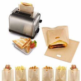 Toaster Bag Non-stick Bread Bag Reusable Sandwich Bag Glass Fibre Toast Microwave Oven Heating Pastry Too