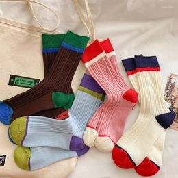 Women Socks Light Luxury Colour Matching Men And Mid-tube Ins Fashion Retro Girly Pink Cotton Striped Stockings