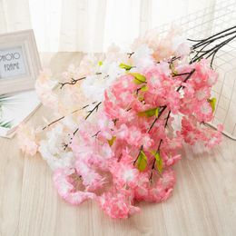 Decorative Flowers 100cm Artificial Cherry Blossom Branch Wedding Decoration Simulation Plants Plastic Fake