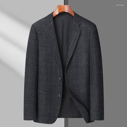 Men's Suits Autumn Leisure Suit High-End Plaid Business Casual Korean Style Fashion Gray Slim-Fitting Clothing Coat Men