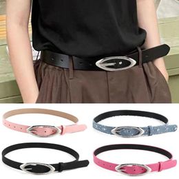 Belts Y2K Pu Leather Belt For Women Punk Style Alloy Oval Buckle Waist Strap Female Girl Jeans Trouser Dress Decorative Waistband