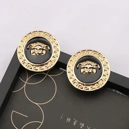 Hot selling 18K gilded 925 silver luxury brand designer letter stud geometry famous female circular crystal diamond pearl earrings wedding party perfect gift