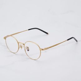 Sunglasses Frames Japan Designer Brand Vintage Gold Round Eyeglasses Retro Hand Craft Super Light Pure Titanium Myopia Glasses Frame