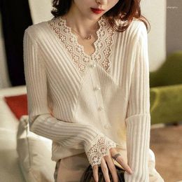 Women's Sweaters Lace For Women Fashion Korean Sweater 2023 Trend Long Sleeve Jumper Knitted Harajuku Clothes Crochet Tops Black