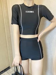 Women Long Sleeve Swimwear 2023 New T-shirt Shorts Sets Sexy Hot Spring Beach Swimwear Surfing Sports Fitness Quick Drying Suits