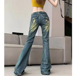 Women's Jeans Blue High Waist Women Embroidery Y2K American Vintage Fashion Streetwear Wide Leg Jean Female Trouser Baggy Denim Pants