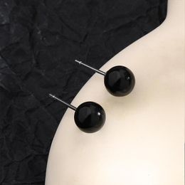 Stud Earrings Trendy Silver Colour Black Bead Small Elegant Simple For Women Girl Gift Fashion Jewellery Dropship Wholesale