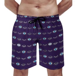 Men's Shorts Summer Gym Purple Silver Eyelashs Sports Fitness Blue Evil Eye Custom Board Short Pants Cute Quick Drying Swim Trunks