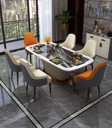Dinnerware Sets Post Modern Marble Chair Combination Net Red Ins Italian Rectangular Dining Table Light Luxury Fur