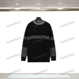 xinxinbuy Men women designer Sweatshirt roma letter embroidery knitted fabric green black white BROWN S-XL