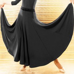 Stage Wear Ballroom Latin Dance Skirt Women Black Competition Long Skirts Cha Waltz Dresses For Dancing Accept Customize Size