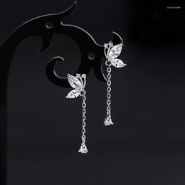 Dangle Earrings Elegent Zircon Butterfly Long Tassel For Women Korean Sweet Temperament Pearl Drop Y2K Jewelry