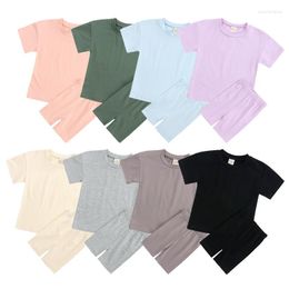 Clothing Sets Summer Boys And Girls Short Sleeved T-shirts Leggings Set For Children's Casual Loose Fitting Sportswear 2 Pieces