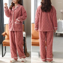 Women's Sleepwear Thickening Warm Flannel Women Pyjamas Sets Winter Coral Female Pyjamas Home Clothing Large Size Suit