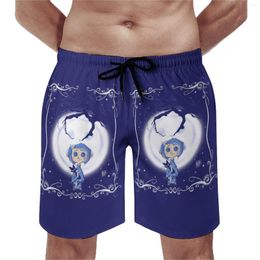 Men's Shorts Coraline Be Careful What You Wish Board Summer Halloween Haunted Eyes Cartoon Casual Beach Short Pants Design Swim Trunks