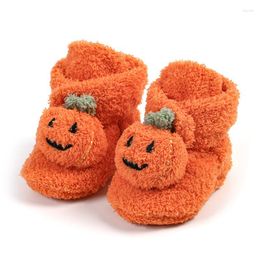 Boots 0-18M Baby Snow For Halloween Born Infant Pumpkin Fleece Warm Crib Shoes Toddler Boys Girls Autumn Winter