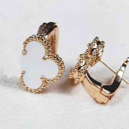 2023 Luxury quality charm clip earring with White shell beads pearl Colour in two Colours plated have box stamp PS7596B