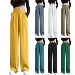 Active Pants Women's Wide Leg High Elastic Waisted Business Work Trousers Long Straight Suit For Summer Leggins Deportivo Mujer